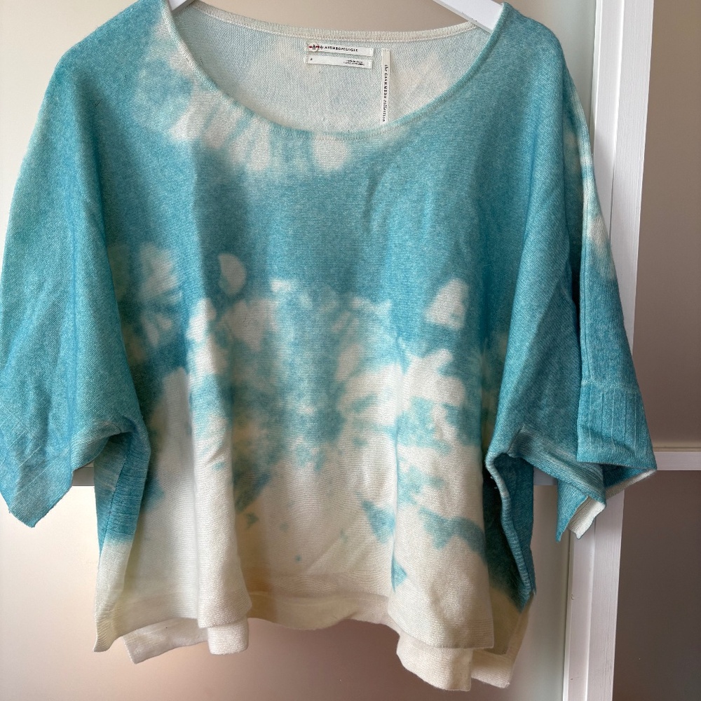 A by Anthropologie Oversized Cashmere Sweater - Blue & White Size S